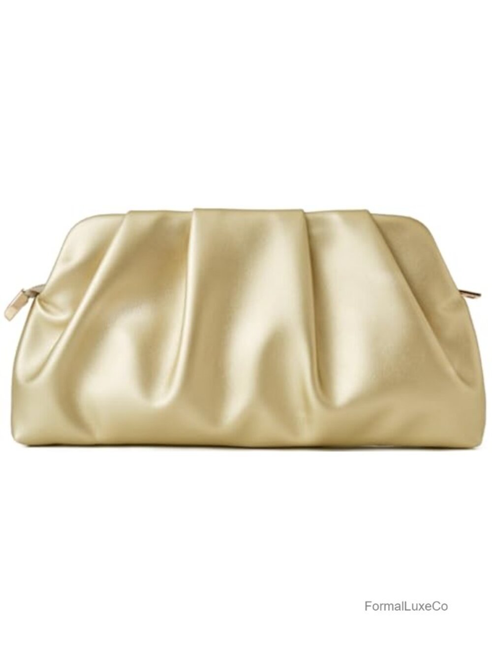 Ruched Clutch Purse Detachable Chain Crossbody Faux Leather Evening Bag